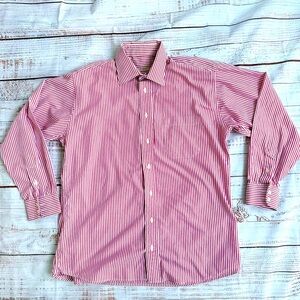 Burberry Red & White Striped Dress Shirt – Men’s‎ 16R – Made in USA
